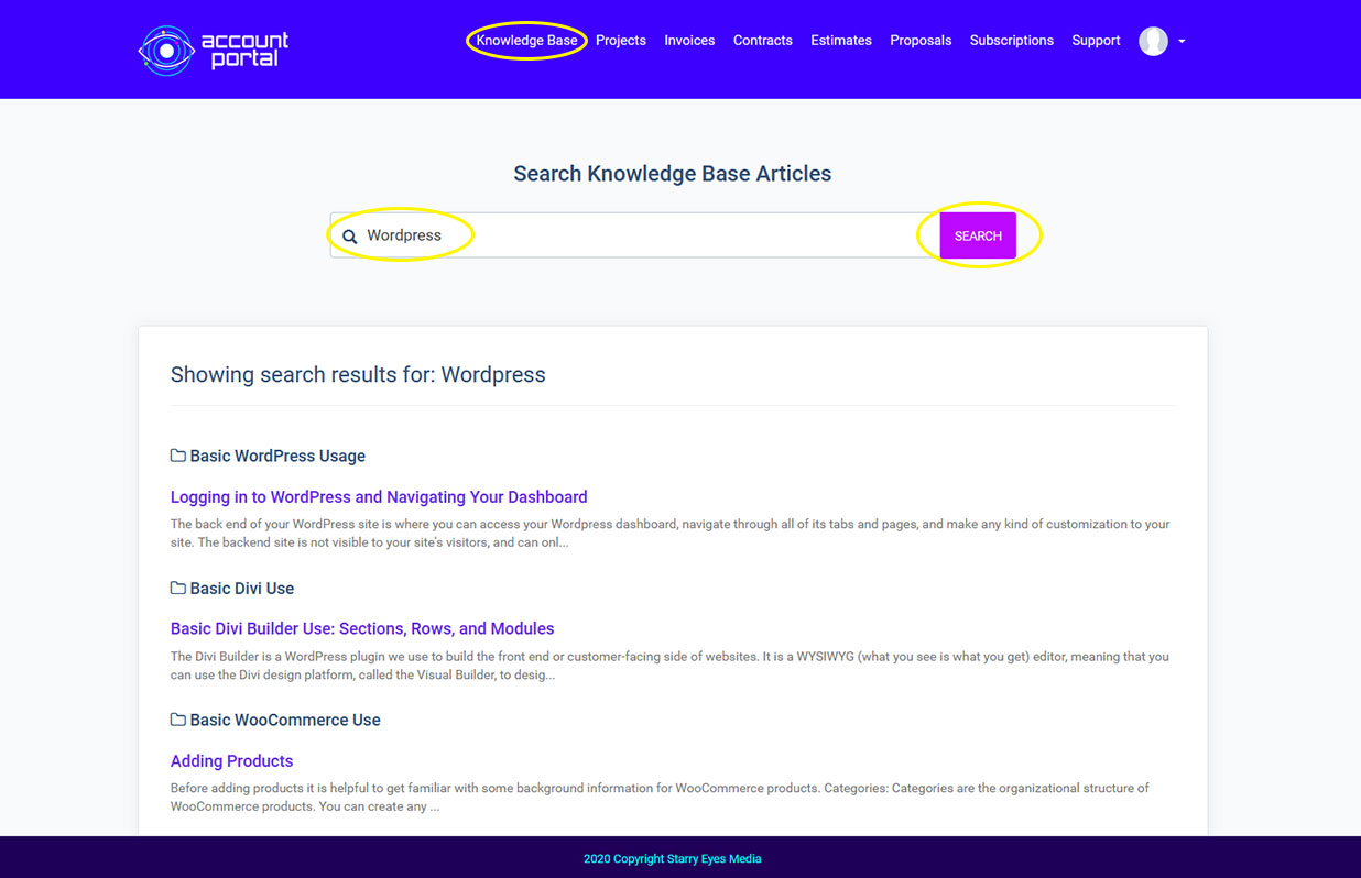 This is an overview of how to search for something on the account portal.