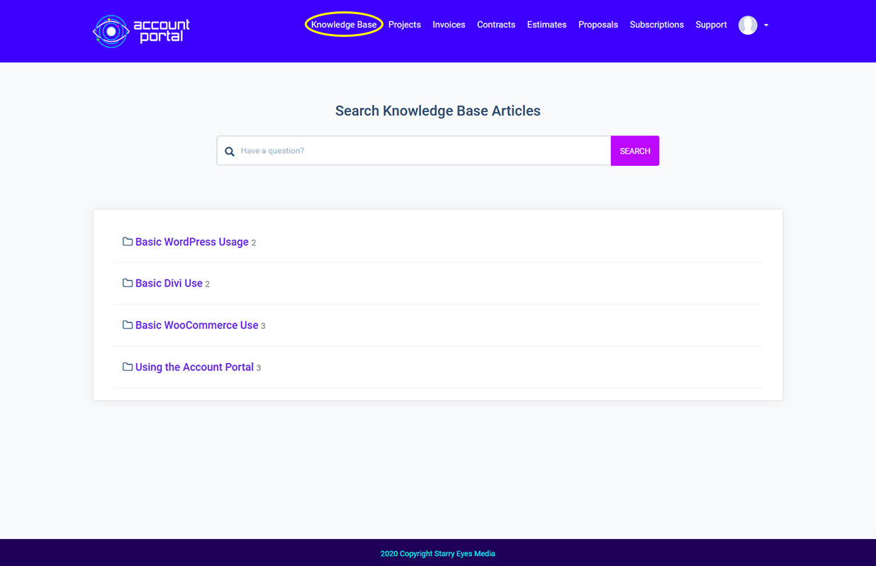 This is an overview of the knowledge base dashboard.