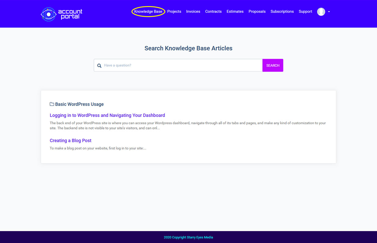 This is the overview of the knowledge base subject page.