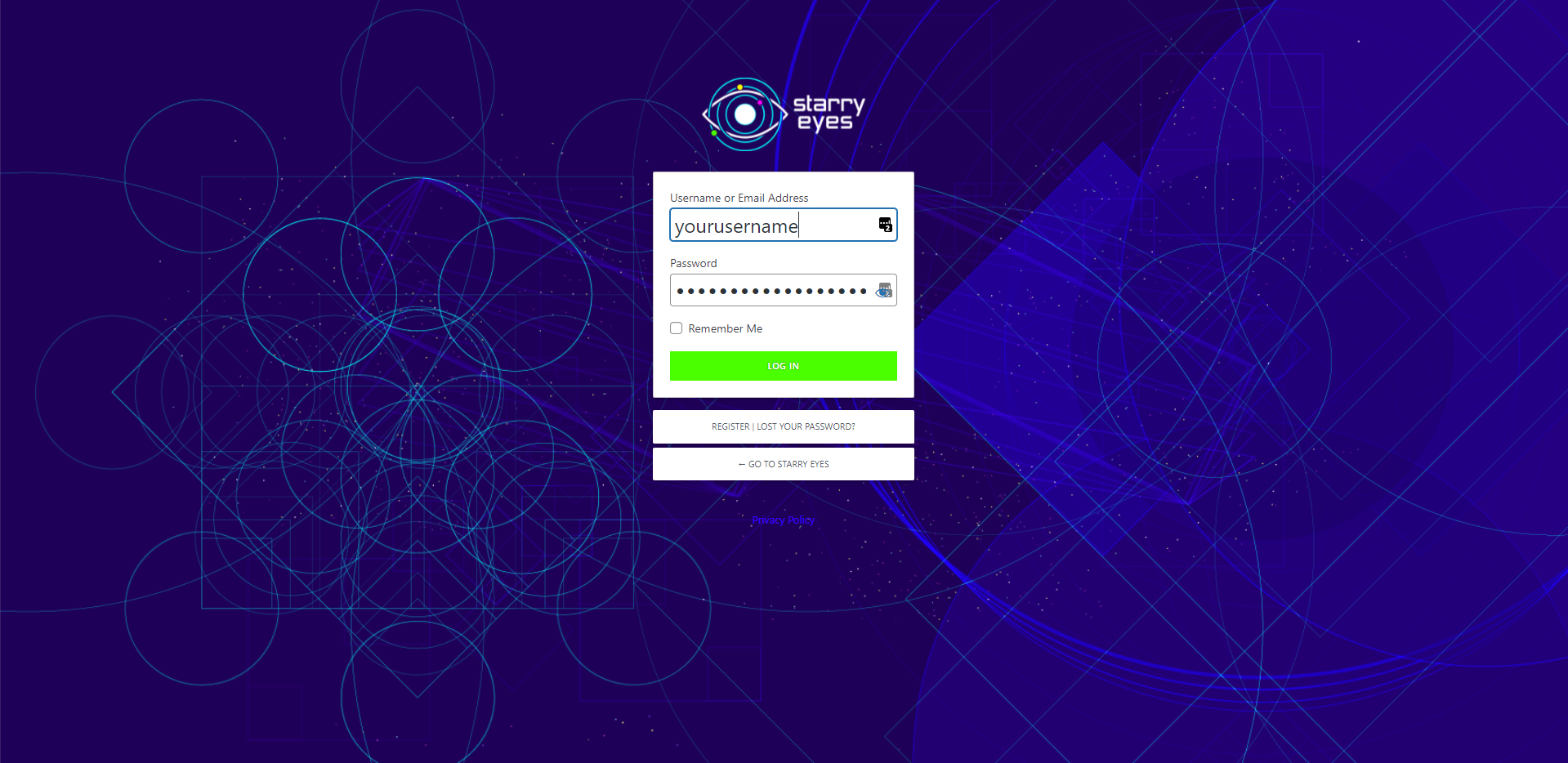 What the login page will look like.
